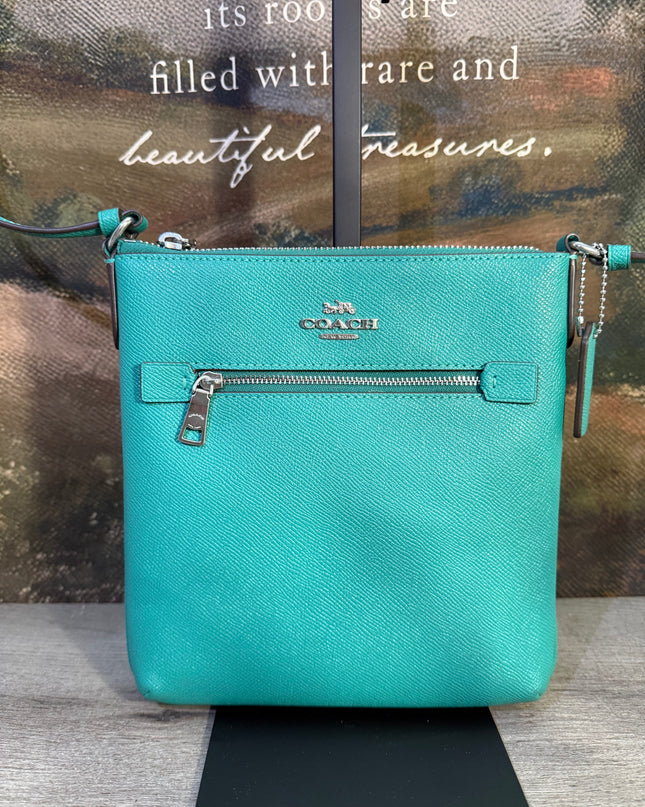 Coach Mini Rowan File Crossbody Bag – Bright Green Pebbled Leather (CE871)