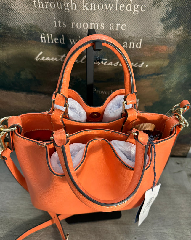 Dooney & Bourke Mini Barlow Satchel – Coral Pebbled Leather Crossbody