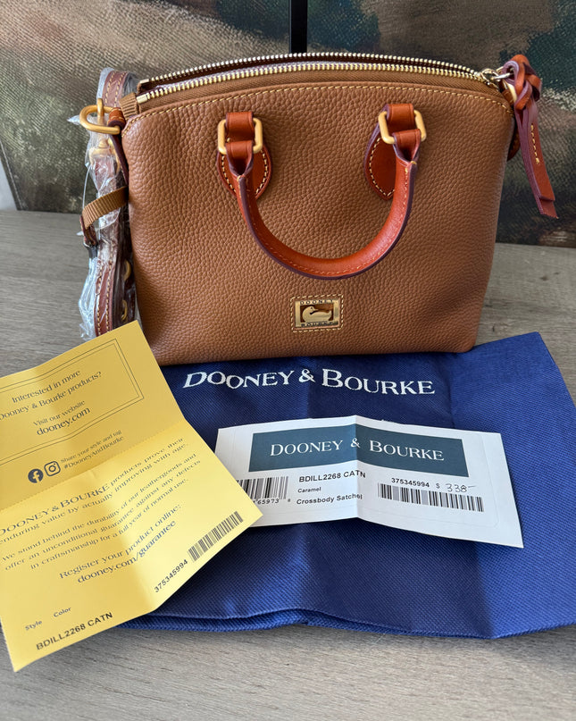 Dooney & Bourke Crossbody Satchel – Caramel Pebbled Leather (BDILL2268)