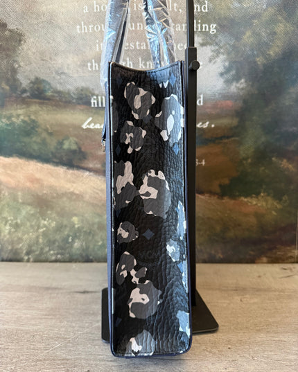 MCM Navy Leather Structured Tote NWT w/ Strap & Dust Bag – Gold Plate Logo