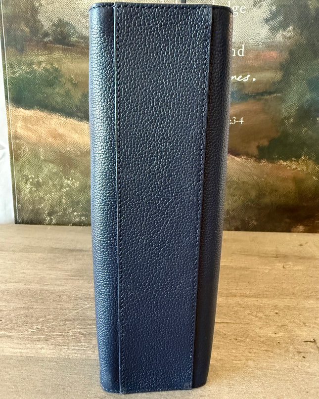 MCM Navy Leather Structured Tote NWT w/ Strap & Dust Bag – Gold Plate Logo