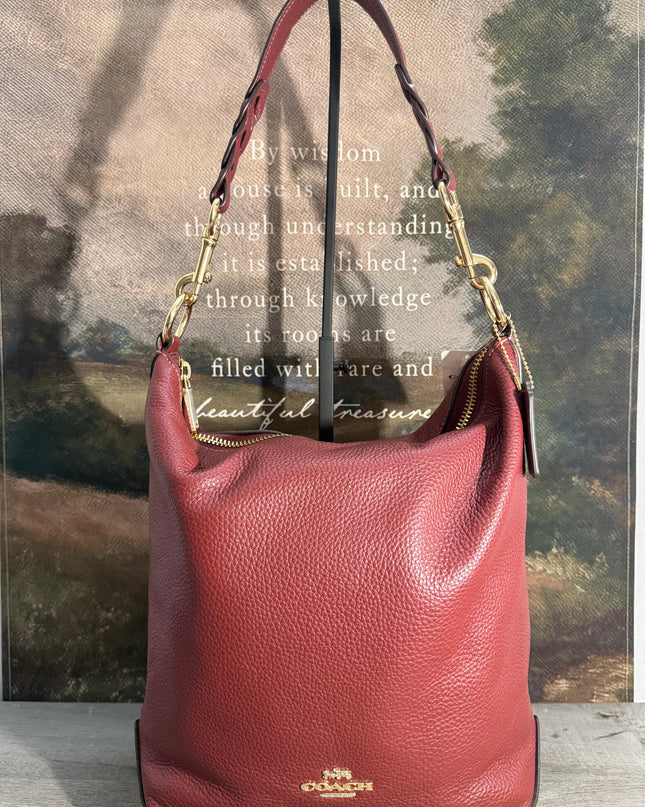 Coach Abby Leather Duffle Crossbody Bag – Wine Pebbled Leather (F31507)