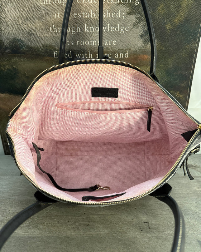 Dooney & Bourke Medium Champosa Satchel in Black/Black (Iconic Wonder Duck Print)