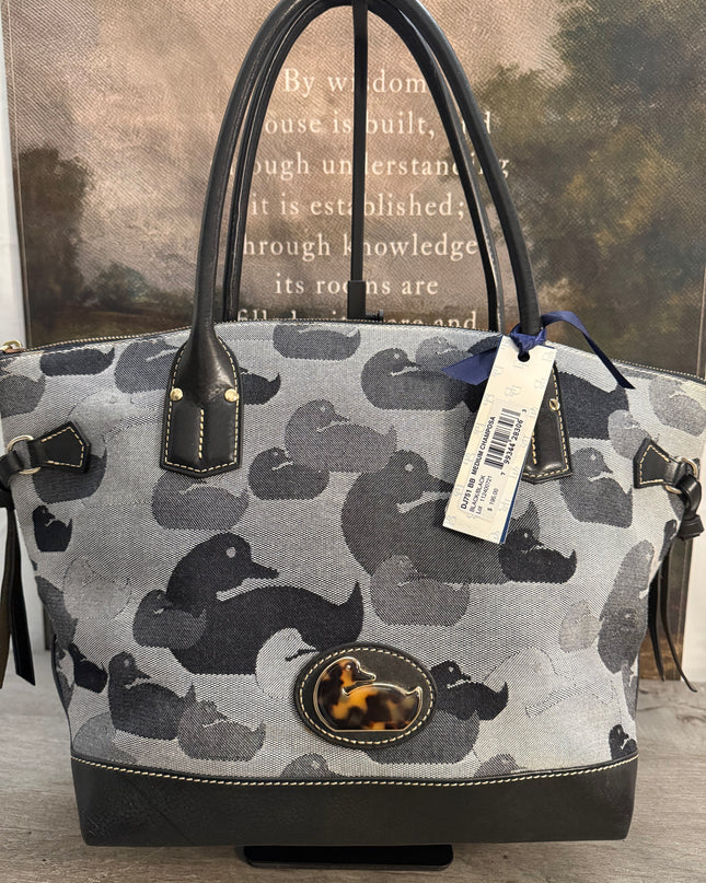 Dooney & Bourke Medium Champosa Satchel in Black/Black (Iconic Wonder Duck Print)
