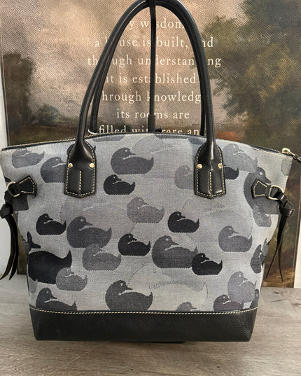 Dooney & Bourke Medium Champosa Satchel in Black/Black (Iconic Wonder Duck Print)