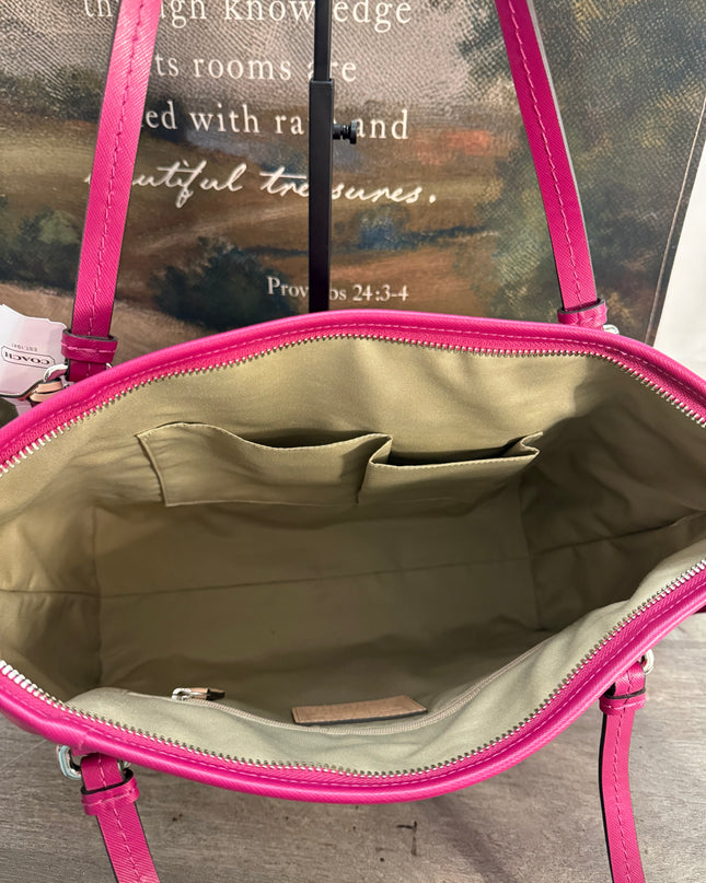 COACH Peyton Leather Pocket Tote Magenta NWT