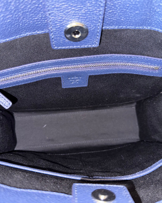 MCM Navy Leather Structured Tote NWT w/ Strap & Dust Bag – Gold Plate Logo