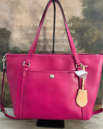 COACH Peyton Leather Pocket Tote Magenta NWT