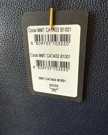 MCM Navy Leather Structured Tote NWT w/ Strap & Dust Bag – Gold Plate Logo