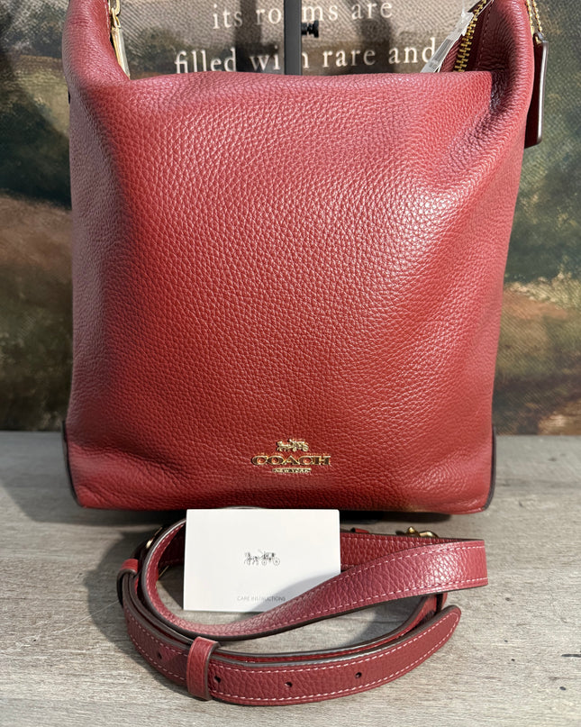 Coach Abby Leather Duffle Crossbody Bag – Wine Pebbled Leather (F31507)