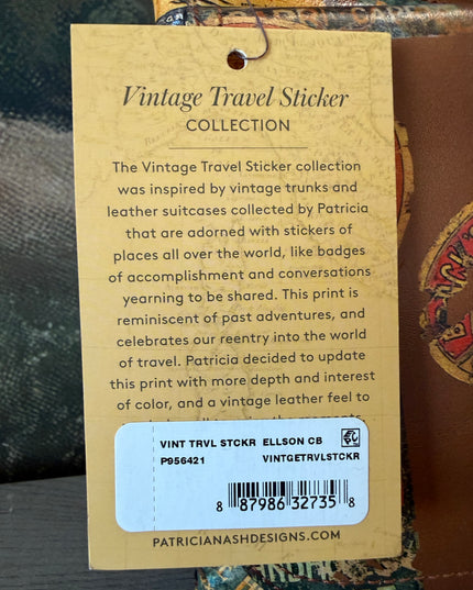 NWT Patricia Nash Ellison Crossbody – Vintage Travel Sticker Print – Leather