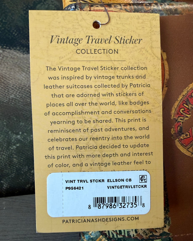NWT Patricia Nash Ellison Crossbody – Vintage Travel Sticker Print – Leather