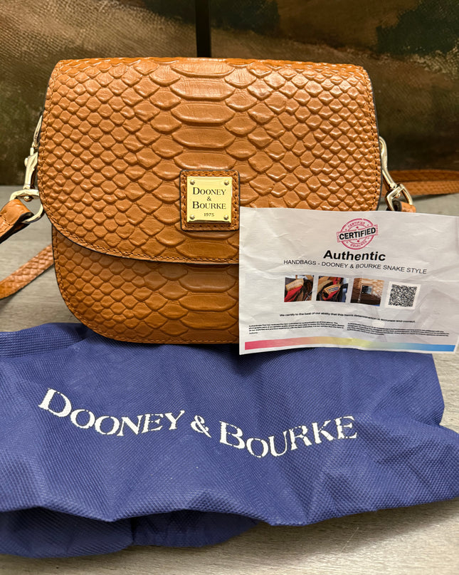 Dooney & Bourke Snake-Embossed Leather Saddle Crossbody – NWT