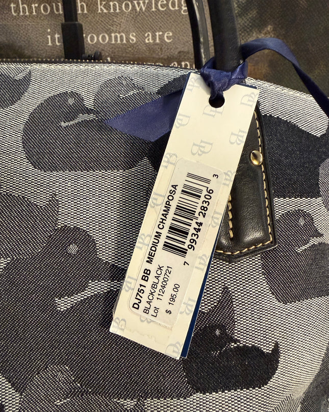 Dooney & Bourke Medium Champosa Satchel in Black/Black (Iconic Wonder Duck Print)
