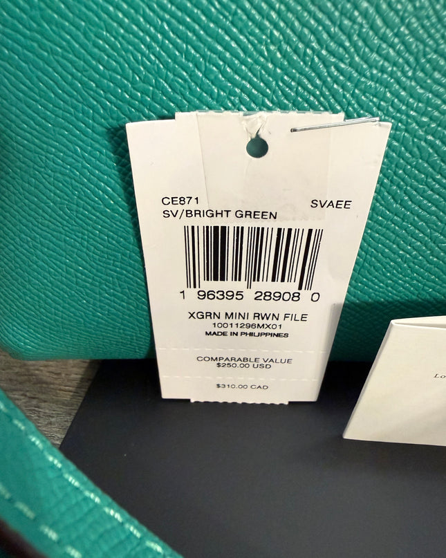 Coach Mini Rowan File Crossbody Bag – Bright Green Pebbled Leather (CE871)