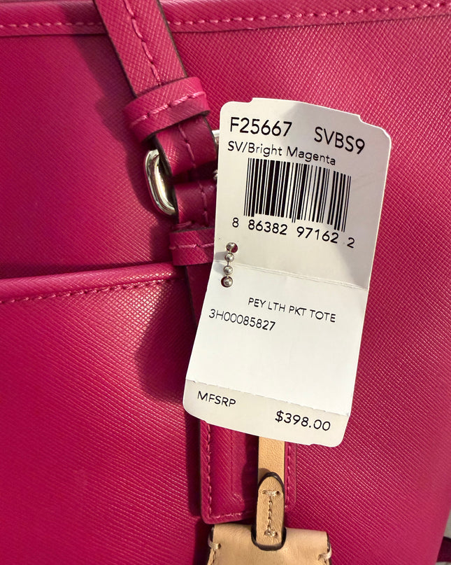 COACH Peyton Leather Pocket Tote Magenta NWT